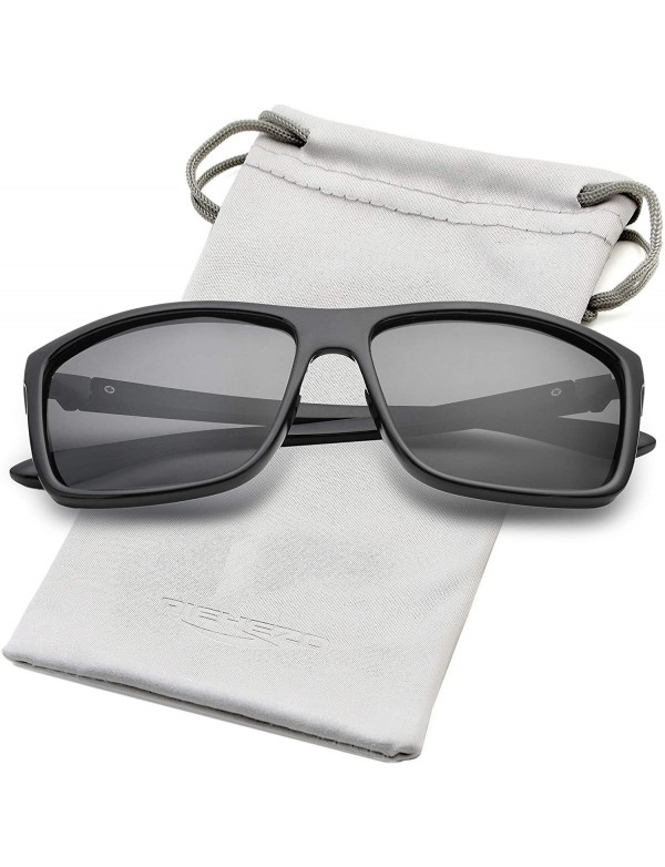 Aviator Unisex Polarized Sunglasses Vintage Square Frame Sun Glasses 100% UV400 Protection - A1 Black/Grey - CL18RZQ4DMG $10.88