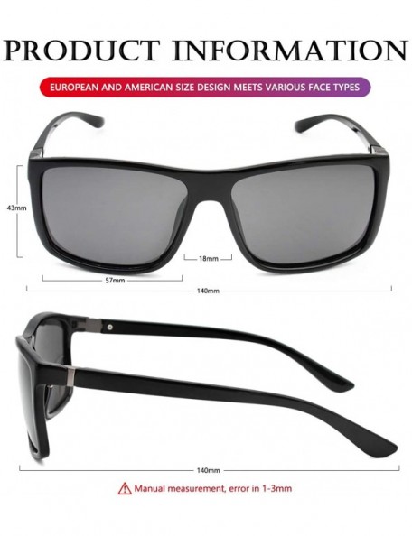 Aviator Unisex Polarized Sunglasses Vintage Square Frame Sun Glasses 100% UV400 Protection - A1 Black/Grey - CL18RZQ4DMG $10.88