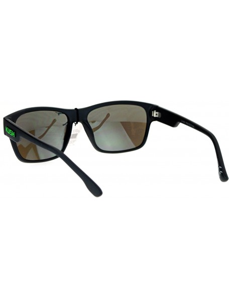 Square KUSH Sunglasses Square Rectangular Matte Black Mirror Lens UV 400 - Black Green (Teal Mirror) - C3186NUL25N $12.21