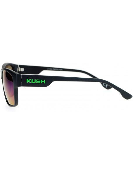 Square KUSH Sunglasses Square Rectangular Matte Black Mirror Lens UV 400 - Black Green (Teal Mirror) - C3186NUL25N $12.21