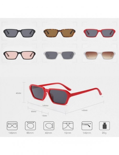 Square Vintage Rectangle Sunglasses Small Frame Women Square Fashion Eyewear - Red - CU18DW0OCML $9.65