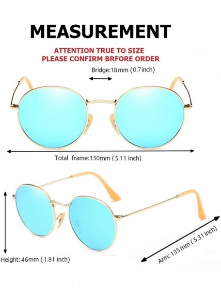 Round Small Round Polarized Sunglasses Mirrored Lens Unisex Classic Vintage Metal Frame Glasses - CZ18L9S9X75 $8.94