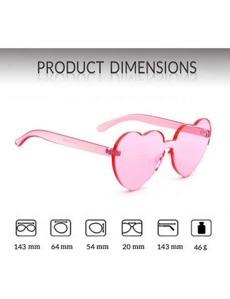 Oversized Rimless Sunglasses Heart Transparent One Piece Colorful Glasses - Pink Heart - CF1883GS0G4 $9.41