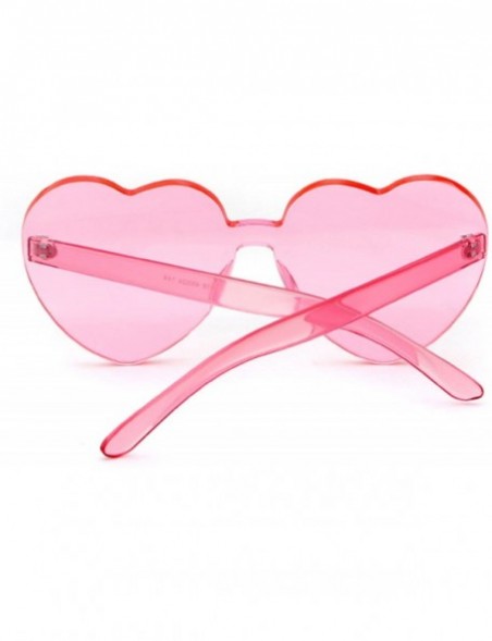 Oversized Rimless Sunglasses Heart Transparent One Piece Colorful Glasses - Pink Heart - CF1883GS0G4 $9.41