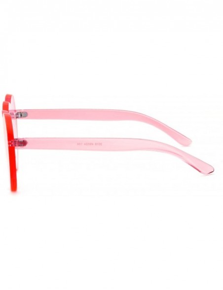 Oversized Rimless Sunglasses Heart Transparent One Piece Colorful Glasses - Pink Heart - CF1883GS0G4 $9.41