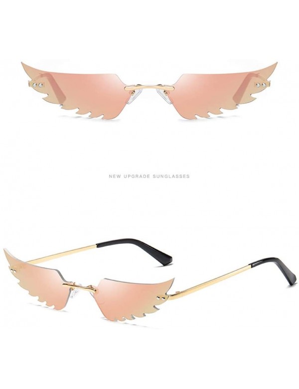 Wrap Fashion Irregular Man Women Wing Shape Sunglasses Glasses Shades Vintage Retro - Orange - CB1983SHI0U $15.41