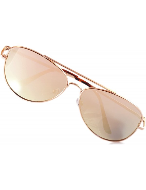 Oversized Single or 2 Pack Pink Mirrored Flat Lens Sunglasses Women - Gold/ Aviator - CY18688QI32 $14.33