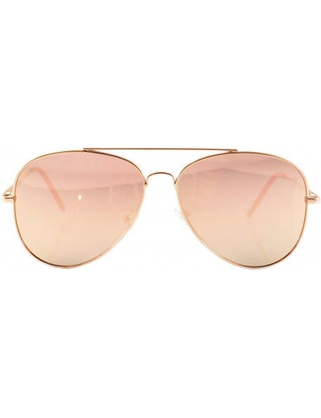 Oversized Single or 2 Pack Pink Mirrored Flat Lens Sunglasses Women - Gold/ Aviator - CY18688QI32 $14.33