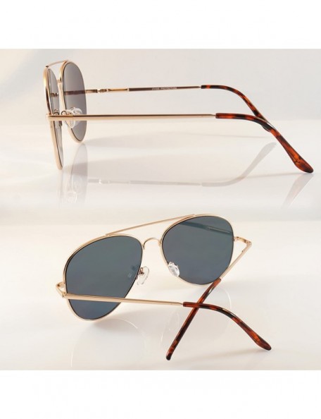 Oversized Single or 2 Pack Pink Mirrored Flat Lens Sunglasses Women - Gold/ Aviator - CY18688QI32 $14.33