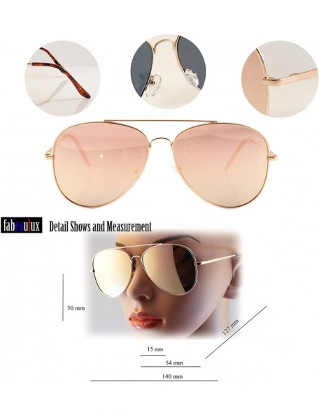 Oversized Single or 2 Pack Pink Mirrored Flat Lens Sunglasses Women - Gold/ Aviator - CY18688QI32 $14.33