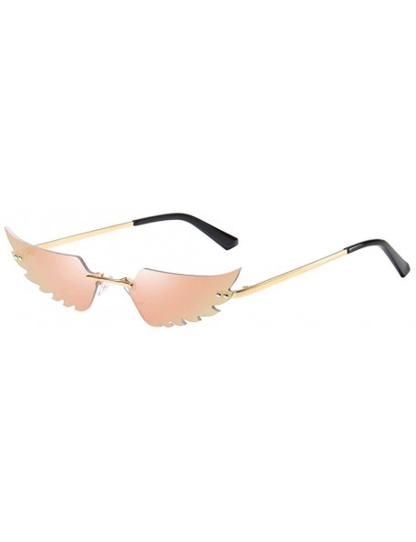 Wrap Fashion Irregular Man Women Wing Shape Sunglasses Glasses Shades Vintage Retro - Orange - CB1983SHI0U $15.41