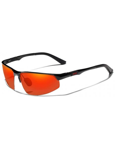 Oversized Driving Series men's polarized sunglasses aluminum blue mirror lens sunglasses male - Black and Red - CK1982YK2M8 $...