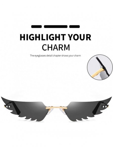Wrap Fashion Irregular Man Women Wing Shape Sunglasses Glasses Shades Vintage Retro - Orange - CB1983SHI0U $15.41