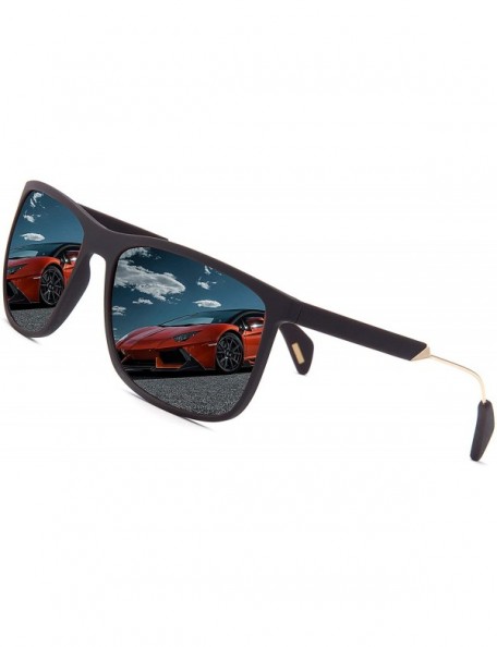 Rectangular Polarized Retro Classic Trendy Stylish Sunglasses for Men Women - 1 Brown - C318MH3D6LS $14.49