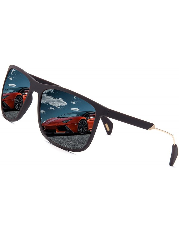 Rectangular Polarized Retro Classic Trendy Stylish Sunglasses for Men Women - 1 Brown - C318MH3D6LS $14.49