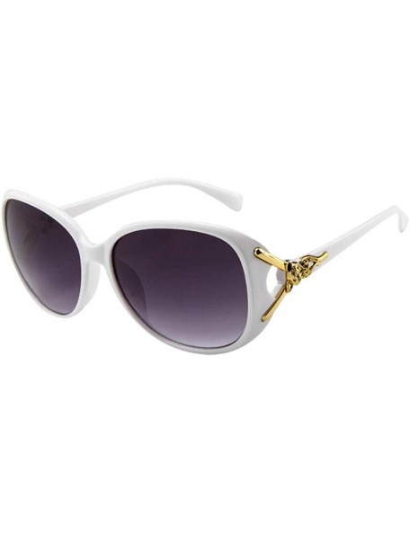 Cat Eye Unisex Vintage Big Frame Retro Oval Sunglasses-Aviator Classic Sunglasses - White 1pcs - C3190HGUX6I $23.55