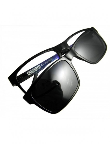 Square Men Eyeglass frame polarized clip on sunshade magnetic glasses 54-17 - Shiny Black - C018G3A3UR6 $32.36
