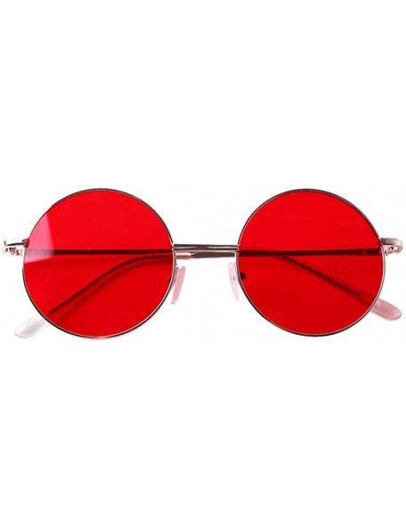 Goggle Small Round Metal Frame Polarized Mirrored Sunglasses - Red - CW18WGW4ZD9 $14.11