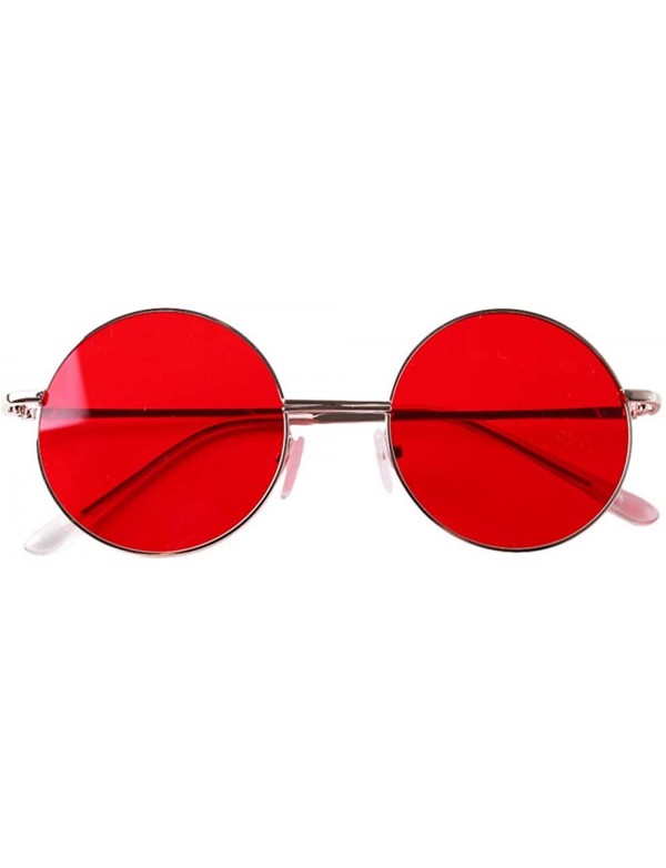 Goggle Small Round Metal Frame Polarized Mirrored Sunglasses - Red - CW18WGW4ZD9 $14.11