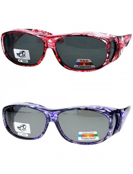 Round 2 Pair Polarized Sunglasses Fit Over Reading Glasses Oval Rectangular Sunglasses - Light Red/Purple - CN1878OTA0E $17.51