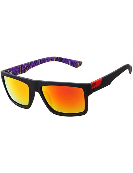 Wayfarer Wayfarer Sunglasses Classic 80's Vintage Colorful Art Arm Lens 50mm - Purple/Red - C912FU83SYX $14.41