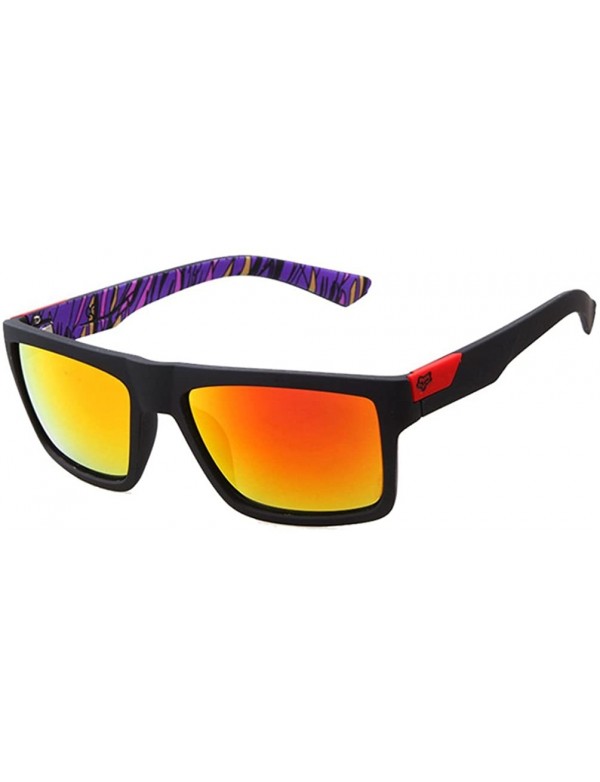 Wayfarer Wayfarer Sunglasses Classic 80's Vintage Colorful Art Arm Lens 50mm - Purple/Red - C912FU83SYX $14.41