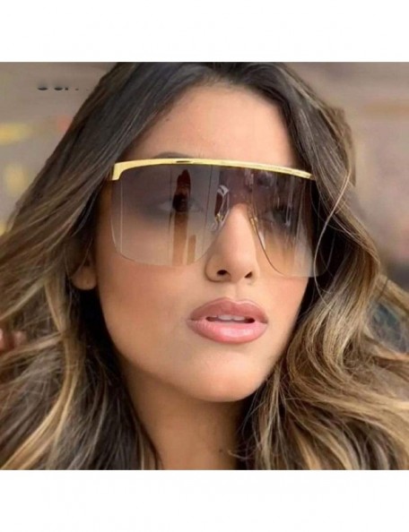 Oversized Oversized Mask Sunglasses Men Women Fashion Shades UV400 Vintage C3 Gold Gray - C4 Silver Gray - CJ18YR6KXQ7 $15.42