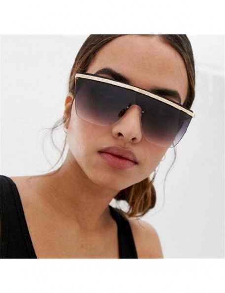 Oversized Oversized Mask Sunglasses Men Women Fashion Shades UV400 Vintage C3 Gold Gray - C4 Silver Gray - CJ18YR6KXQ7 $15.42