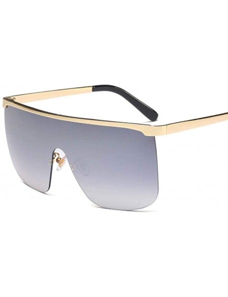 Oversized Oversized Mask Sunglasses Men Women Fashion Shades UV400 Vintage C3 Gold Gray - C4 Silver Gray - CJ18YR6KXQ7 $15.42