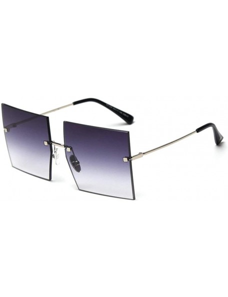 Rimless 2019 New Fashion Rimless oversized Square Sunglasses Women Sunshade glasses UV protection - Gradient Grey C56 - CG18Z...