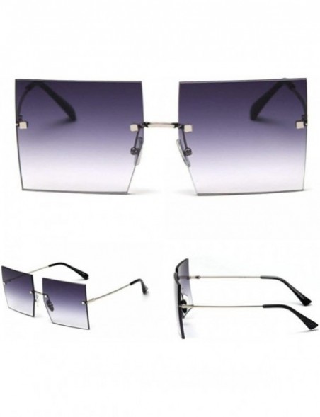 Rimless 2019 New Fashion Rimless oversized Square Sunglasses Women Sunshade glasses UV protection - Gradient Grey C56 - CG18Z...