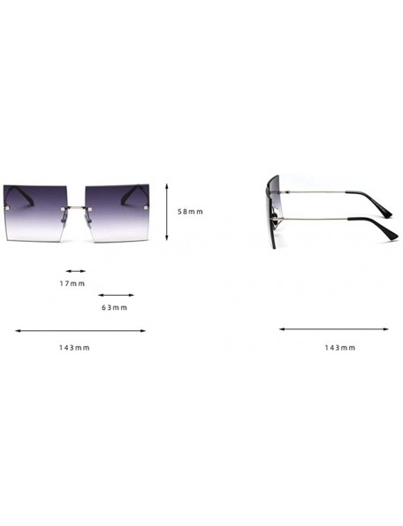 Rimless 2019 New Fashion Rimless oversized Square Sunglasses Women Sunshade glasses UV protection - Gradient Grey C56 - CG18Z...