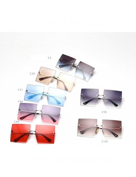 Rimless 2019 New Fashion Rimless oversized Square Sunglasses Women Sunshade glasses UV protection - Gradient Grey C56 - CG18Z...