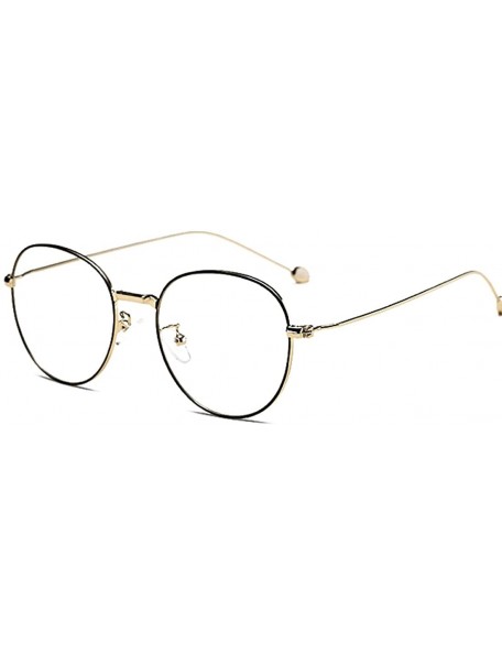 Round Man woman Nearsighted Glasses Retro Myopia Round Metal Glasses Frame - Gold Black - CQ18G3NGY4Y $28.34