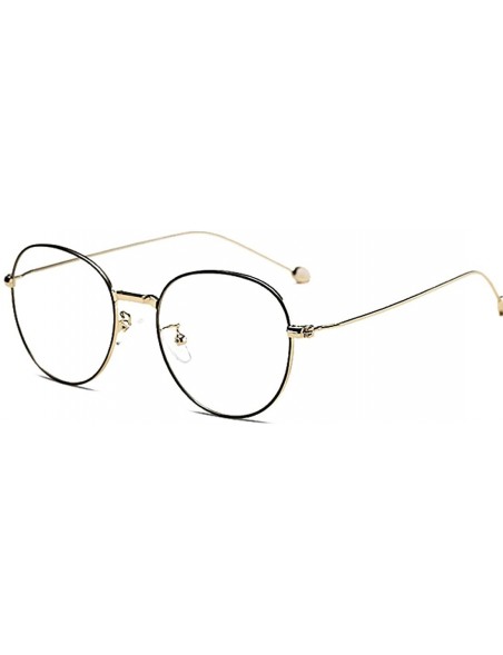 Round Man woman Nearsighted Glasses Retro Myopia Round Metal Glasses Frame - Gold Black - CQ18G3NGY4Y $28.34