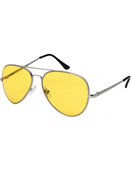 Wrap Classic Aviators with Spring Hinges and Night Driving 25095AS-ND - Matte Silver Frame/Night Driving Lens - CR1884XHIN9 $...