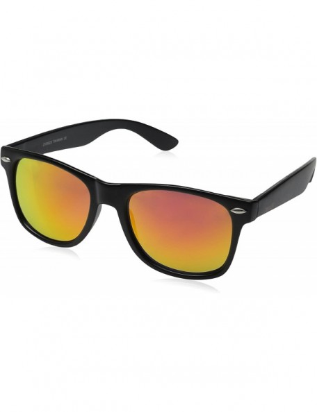 Round Matte Black Horn Rimmed Sunglasses - Classic - Black / Fire - CU12ECUDMA9 $8.38