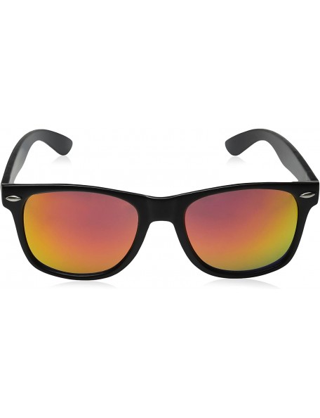 Round Matte Black Horn Rimmed Sunglasses - Classic - Black / Fire - CU12ECUDMA9 $8.38