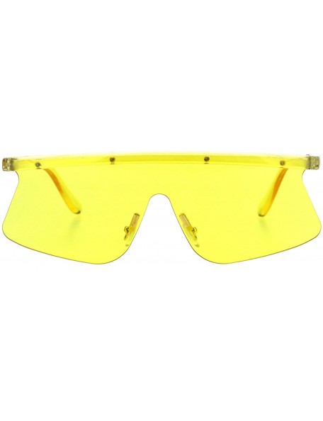 Shield Vintage Goggle Style Sunglasses 80's Fashion Half Rim Shield Shades UV 400 - Yellow - CY18I9RE4CK $22.79