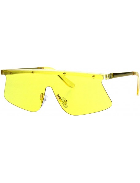 Shield Vintage Goggle Style Sunglasses 80's Fashion Half Rim Shield Shades UV 400 - Yellow - CY18I9RE4CK $25.97