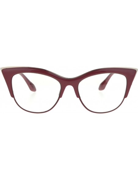 Cat Eye Womens High Point Squared Half Rim Look Cat Eye Glasses - Red - CY121RDNFON $12.43