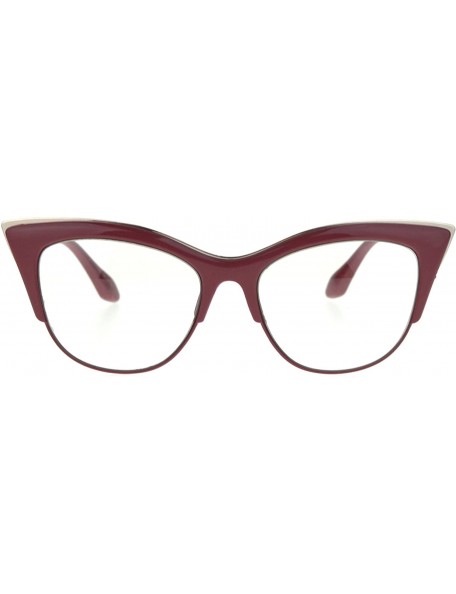 Cat Eye Womens High Point Squared Half Rim Look Cat Eye Glasses - Red - CY121RDNFON $12.43