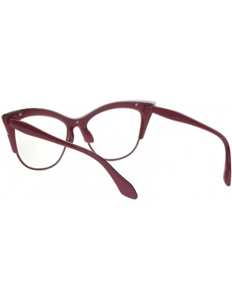 Cat Eye Womens High Point Squared Half Rim Look Cat Eye Glasses - Red - CY121RDNFON $12.43