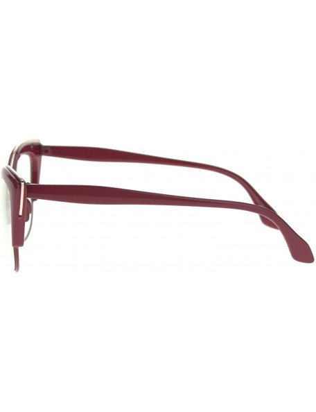 Cat Eye Womens High Point Squared Half Rim Look Cat Eye Glasses - Red - CY121RDNFON $12.43