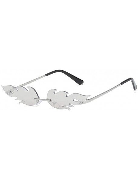 Shield Unisex Trendy Stylish Flame Shape Clear Lens Sunglasses Unbreakable Frame UV Protection Flat Lens Eyewear - C418TD2E2N...
