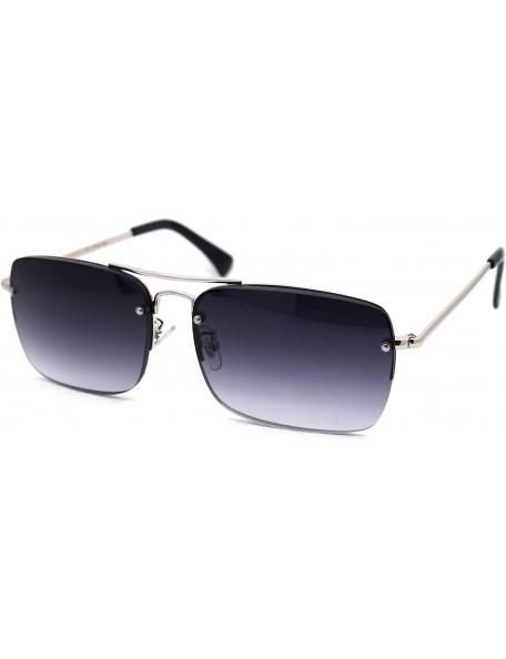 Rimless Mens Mod Rimless Rectangular Gradient Lens Powered Reading Sunglasses - Silver Smoke - CC18X7YAO4O $11.40