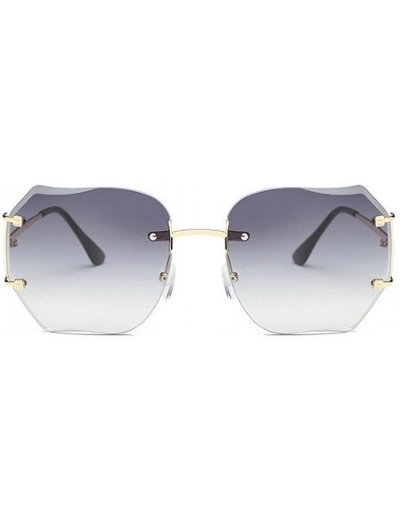 Rimless Hot Oversized Rimless Sunglasses Women Clear Lens Eyewear - Gold-gradient Grey - CS183N3DSH0 $10.42