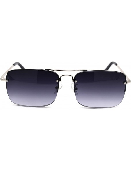 Rimless Mens Mod Rimless Rectangular Gradient Lens Powered Reading Sunglasses - Silver Smoke - CC18X7YAO4O $29.93