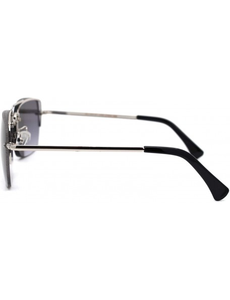 Rimless Mens Mod Rimless Rectangular Gradient Lens Powered Reading Sunglasses - Silver Smoke - CC18X7YAO4O $11.40