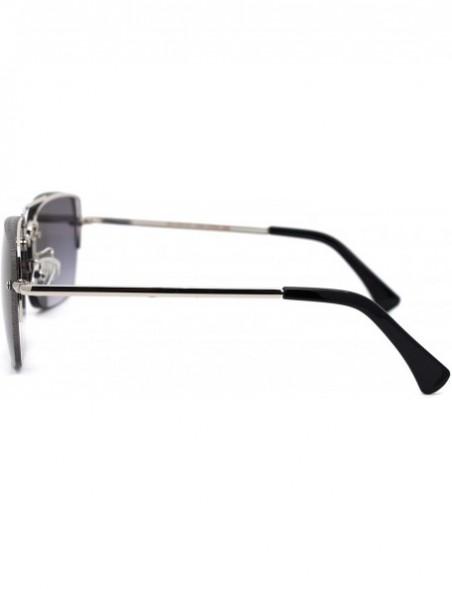 Rimless Mens Mod Rimless Rectangular Gradient Lens Powered Reading Sunglasses - Silver Smoke - CC18X7YAO4O $29.93